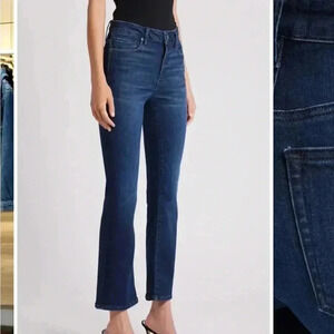 FRAME Le Crop Bell Flare Jeans Rockview Blue Dark Wash NWT